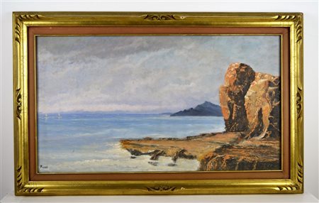 NON IDENTIFICATO AUTORE Senza titolo. Olio su tavola. Cm 80,00 x 45,00. Firma...