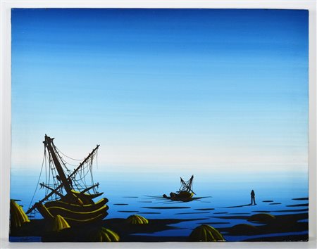 NON IDENTIFICATO AUTORE Senza titolo. 1966. Olio su tela . Cm 90,00 x 70,00....