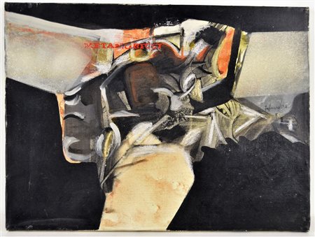 NON IDENTIFICATO AUTORE Senza titolo. 1974. Tecnica mista su tela. Cm 40,00 x...