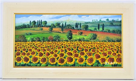 NON IDENTIFICATO AUTORE Senza titolo. Olio su tavola. Cm 40,00 x 20,00. Firma...