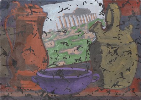 NON IDENTIFICATO AUTORE Senza titolo. Olio su cartone telato. Cm 35,00 x...