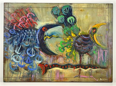 BISSACCO MARTINO (n. 1941) Il richiamo della foresta. Olio su tavola. Cm...