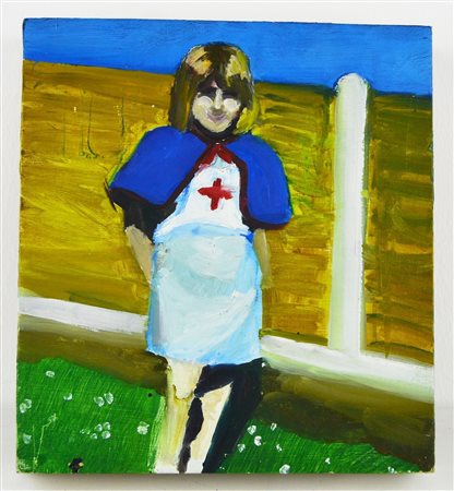 JEFFREIES SARAH (n. 1979) Nurse. 2003. Olio su tavola. Cm 21,00 x 23,00. Al...