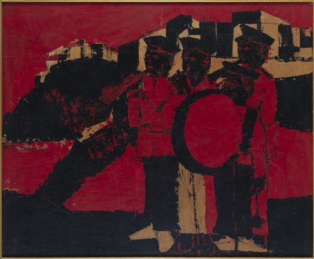 NON IDENTIFICATO AUTORE Banda di agropoli. Tempera su cartone. Cm 110,00 x...