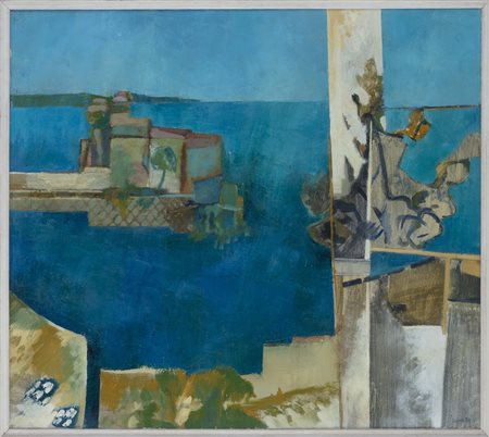 NON IDENTIFICATO AUTORE Rovi sul lago. 1970. Olio su tela . Cm 90,00 x 80,00....