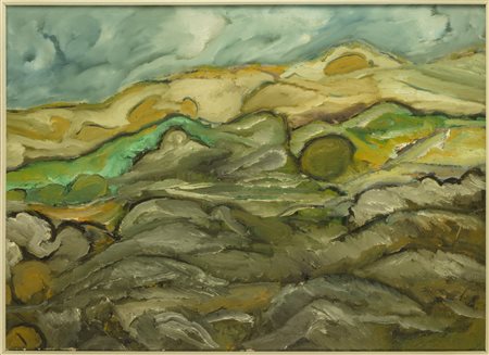 NON IDENTIFICATO AUTORE Senza titolo. 1966. Olio su tela . Cm 70,00 x 50,00....