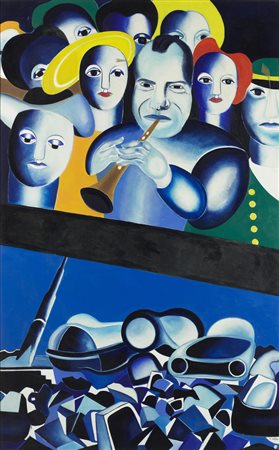 GANNA PAOLO Senza titolo. Olio su tela . Cm 100,00 x 160,00. Firma in basso a...