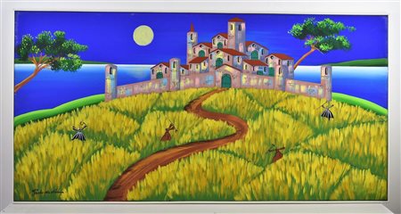 DA NORCIA PAOLO (n. 1953) Notturno. Olio su tela . Cm 100,00 x 50,00. Firma...