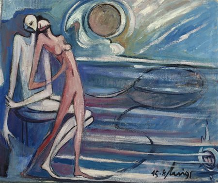 BUI ANTONIO Senza titolo. 1991. Olio su tela . Cm 60,00 x 50,00. Firma e anno...