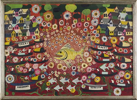 ANDRADE MOACIR (n. 1927) Senza titolo. 1971. Olio su tela . Cm 93,00 x 65,00....