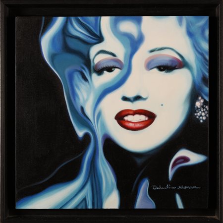 MARRA VALENTINO (n. 1956) Orchidea blu. Olio su tela . Cm 40,00 x 40,00....