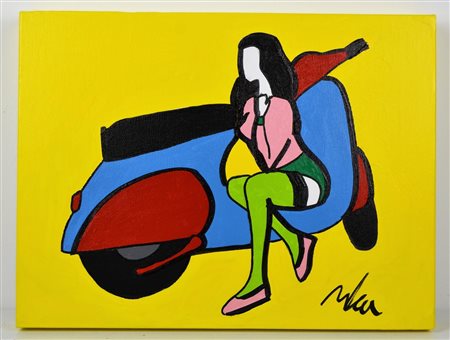 LODOLA MARCO (n. 1955) Senza titolo. Tecnica mista e smalti su tela. Cm 40,00...