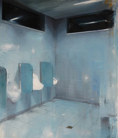 GIUFFRIDA NINO (n. 1924) Autogrill's bathroom II. 2012. Olio e spray su tela....