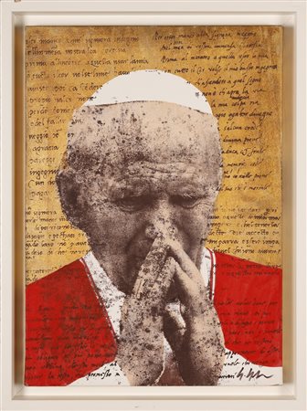 GRATTINI GIULIANO (n. 1951) Giovanni Paolo II. Tecnica mista su tela. Cm...