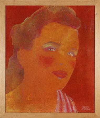 MAURO ANDREA (n. 1954) Mi guardi e io non fuggo. 1978. Acrilico su tela. Cm...