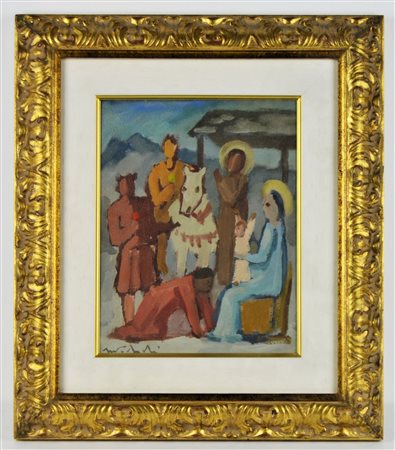 PEDRALI MATTEO (1913 - 1980) Senza titolo. Olio su tela applicata su tavola....