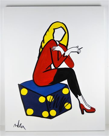 LODOLA MARCO (n. 1955) Pin-up. Tecnica mista e smalti su tela. Cm 100,00 x...