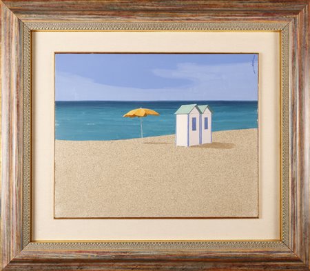 ARTIOLI BRUNO (1943 - 2000) Cabine a Forte dei Marmi. 2000. Tecnica mista su...