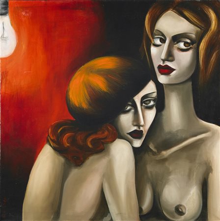 BARGAGNA BARBARA (n. 1971) Volti. Olio su tela . Cm 70,00 x 70,00. Firma in...