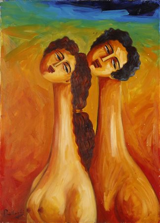 BITONTI FRANCESCO (n. 1949) Senza titolo. Olio su tela . Cm 50,00 x 70,00....