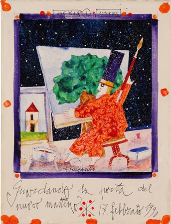 MUSANTE FRANCESCO (n. 1950) Guardando la porta del nuovo mattino. 1990. Olio...