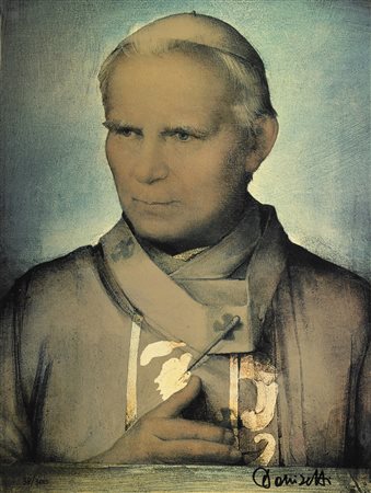 DONIZETTI MARIO (n. 1932) Giovanni Paolo II. Incisione serigrafica su lastra...