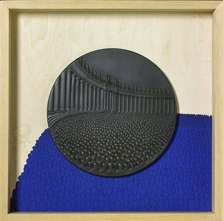 CEROLI MARIO (n. 1938) C'eravamo tutti. Bassorilievo in bronzo su tavola. Cm...