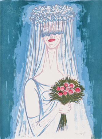 Giuseppe Migneco 1908 - 1997 La sposa, 1967 Litografia H47 x L35.5 cm (18.50...