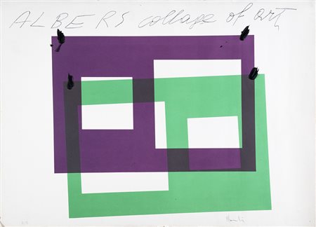Aldo Mondino 1938 - 2005 Albers collage of art Litografia e tecnica mista H50...