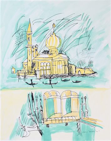 Remo Brindisi 1918 - 1996 S. Giorgio, 1984 Retouche H50 x L40 cm (19.69 x...