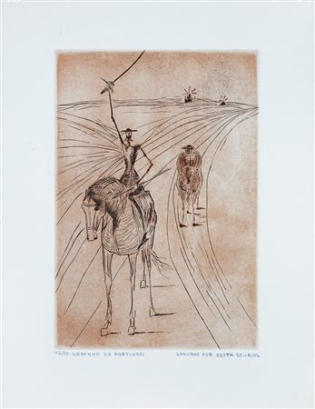 Candido Portinari 1903 - 1962 Dom Quixote, (1962) Acquaforte e acquatinta su...