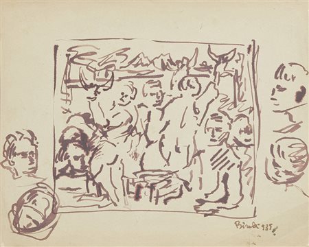 Renato Birolli 1905 - 1959 Senza titolo, 1935 Tecnica mista su carta H23 x...