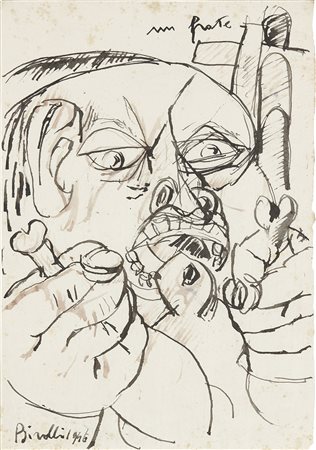 Renato Birolli 1905 - 1959 Senza titolo, 1946 Tecnica mista su carta H28.5 x...