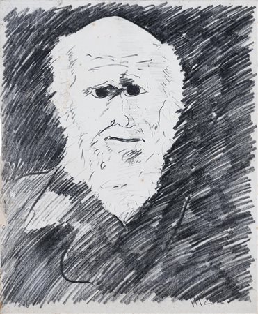 Aldo Mondino 1938 - 2005 Senza titolo Matita e carboncino H48.3 x L48.3 cm...