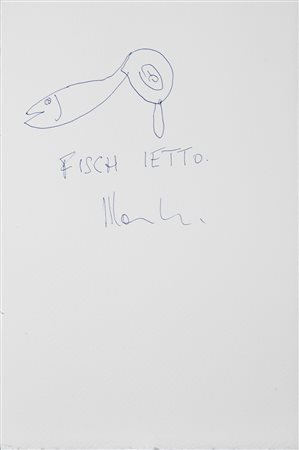 Aldo Mondino 1938 - 2005 Senza titolo, 2002 Birò su carta H28 x L19 cm (11.02...