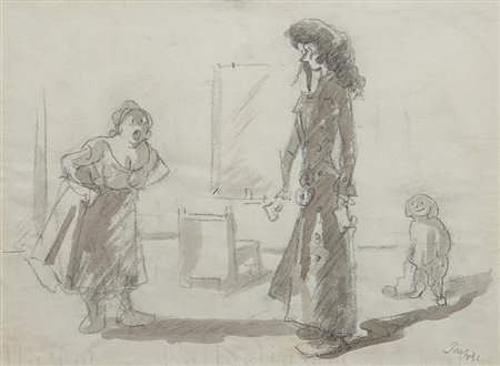 Amerigo Bartoli 1890 - 1971 Senza titolo Tecnica mista su carta H22 x L30 cm...