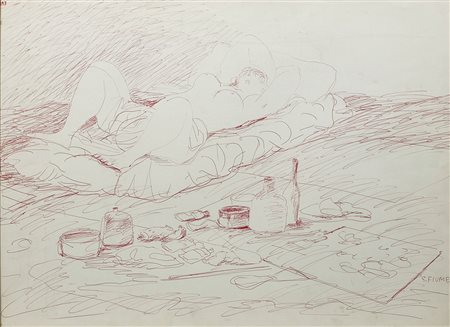 Salvatore Fiume 1915 - 1997 Senza titolo Biro su carta H50 x L69 cm (19.69 x...