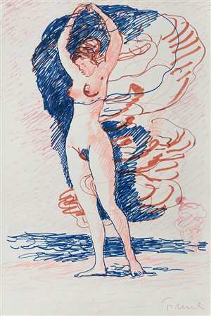 Salvatore Fiume 1915 - 1997 Figura femminile Pennarello su carta H56 x L38 cm...