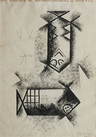 Ibrahim Kodra 1918 - 2006 Composizione, 1965 Tecnica mista su carta H47.5 x...