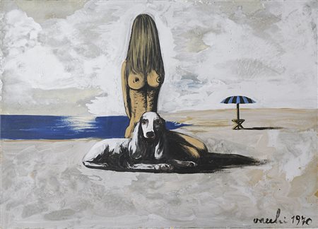 Sergio Vacchi 1925 - 2016 Senza titolo, 1970 Tecnica mista su cartone H50 x...