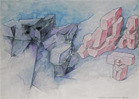 Giò Pomodoro 1930 - 2002 Tettonica, 1989 - 90 China e acquarello su carta H25...