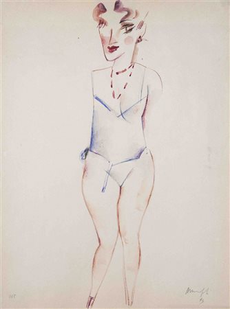 Alberto Manfredi 1930 - 2001 Nudo, 1993 Acquerello e matita su carta H40 x...