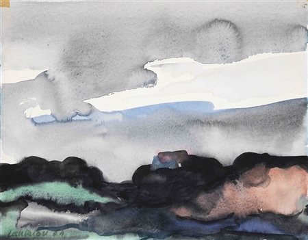 Domenico Cantatore 1906 - 1998 Paesaggio, Anni 60 Acquarello su carta H30 x...