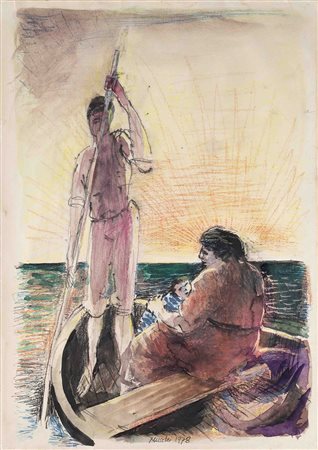 Gabriele Mucchi 1899 - 2002 Levar di sole, 1978 Matita, inchiostro,...