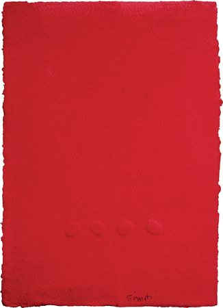 Turi Simeti 1929 4 Ovali rossi, 2014 Calcografia su carta H50 x L35 cm (19.69...