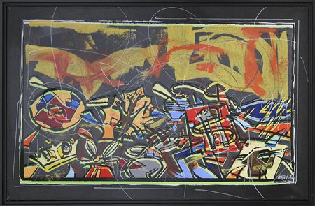 Ugo Nespolo 1941 Black dream, 2005 Acrilico su tela H63 x L97 cm (24.80 x...