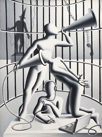 Mark Kostabi 1960 And in this ring, 2006 Olio su tela H60 x L45 cm (23.62 x...