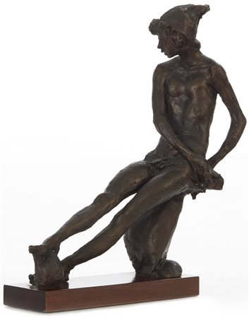 Augusto Murer 1922 - 1985 Ragazzo seduto, 1979 Bronzo H29 x L24 x P8 cm...