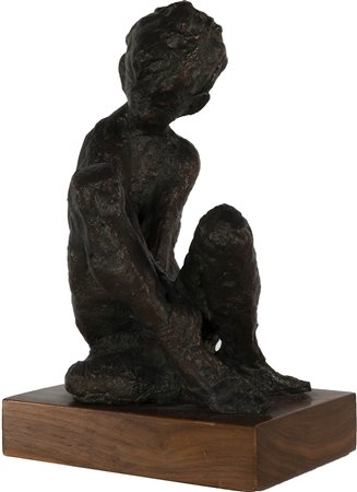Augusto Murer 1922 - 1985 Ragazzo al torrente, 1973 Bronzo H19 x L12.5 x P9...