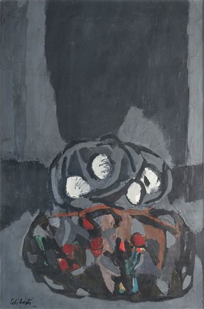 Giorgio Celiberti 1929 Natura morta Olio su tela H84 x L54 cm (33.07 x 21.26...